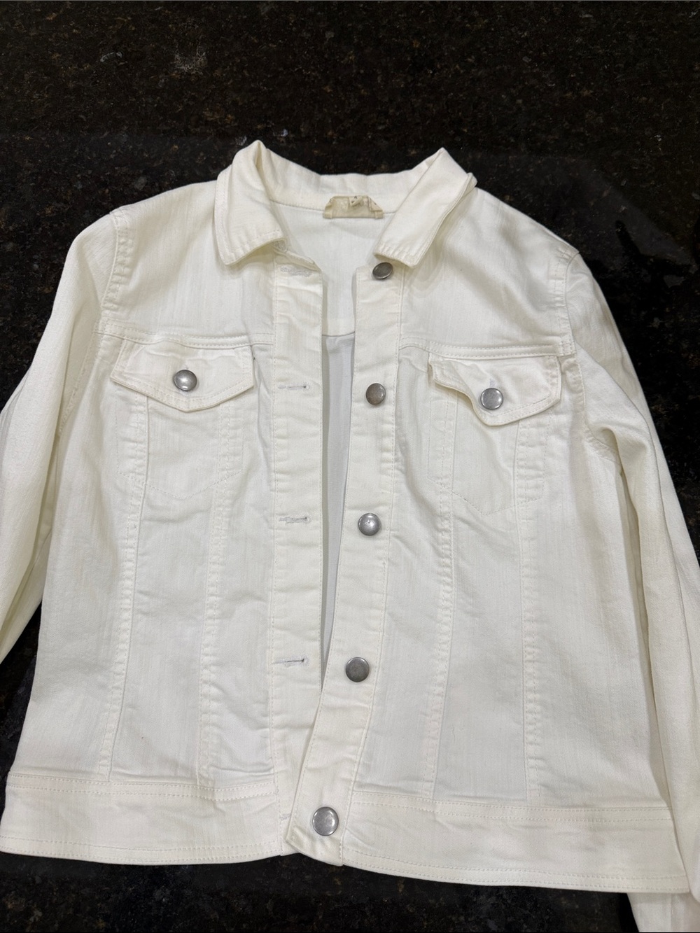 Women's White Denim Trucker Jacket - Classic Button-Front